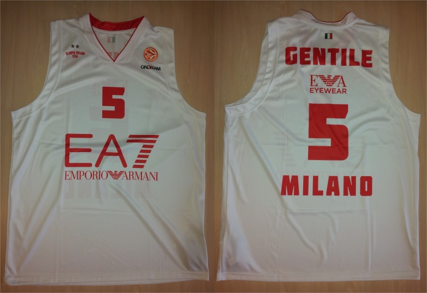 2013-14 Alessandro Gentile - Ea Milano (Match Worn - Euroleague) - Taglia XL (63 X 84 cm)