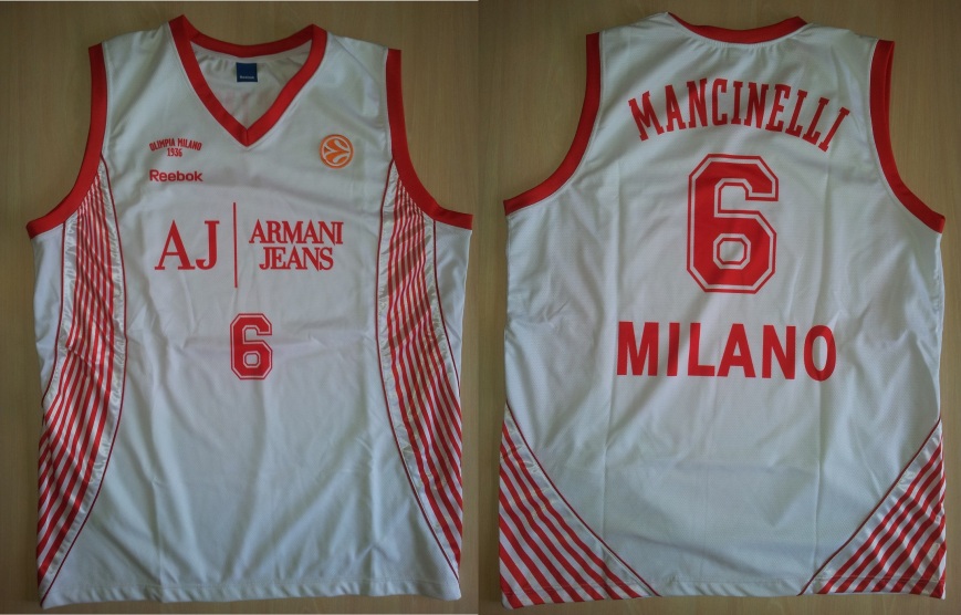 2010-11 Stefano Mancinelli - AJ Milano (Match Worn - Pre Season vs New York Knicks) - Taglia XL (65 X 84 cm)
